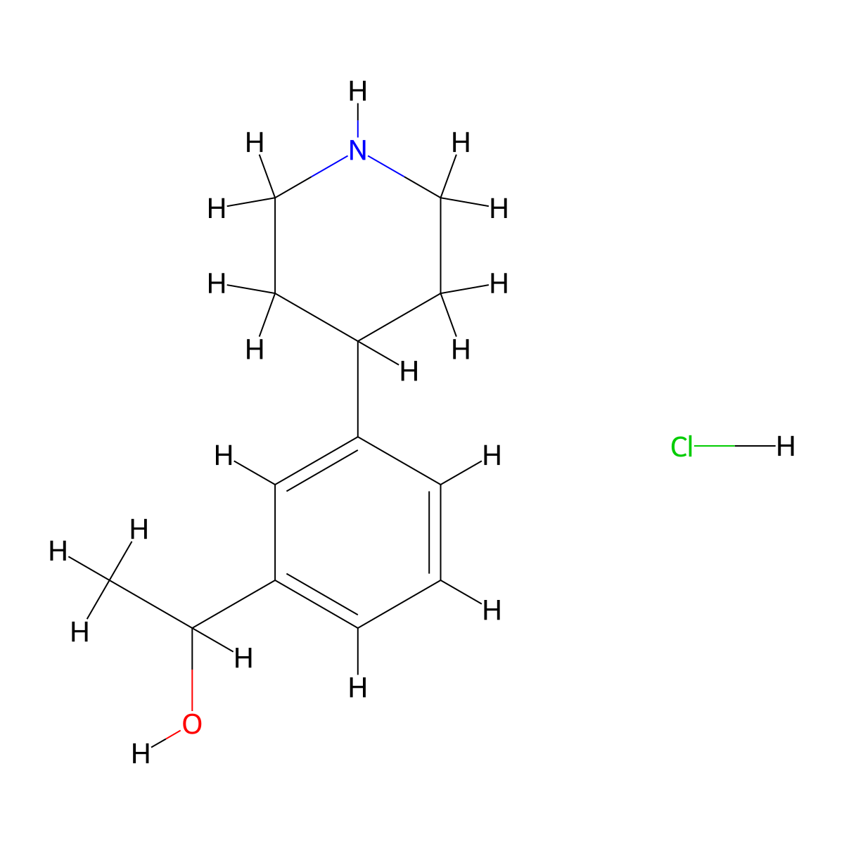1-(3-(Piperidin-4-yl)phenyl)ethan-1-ol hydrochloride molecular structure, CAS 2256054-71-2