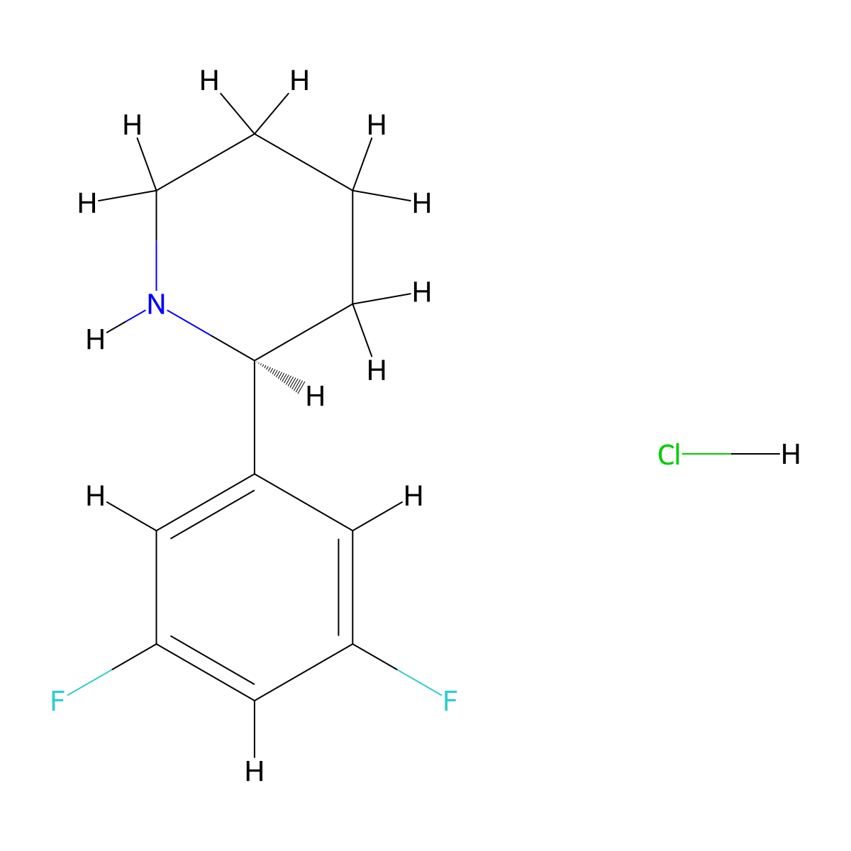 (S)-2-(3,5-Difluorophenyl)piperidine hydrochloride molecular structure, CAS 2256054-78-9