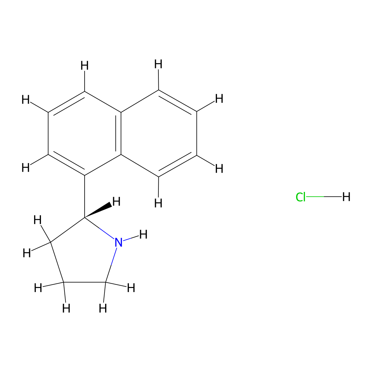 (R)-2-(naphthalen-1-yl)pyrrolidine hydrochloride molecular structure, CAS 2256054-83-6