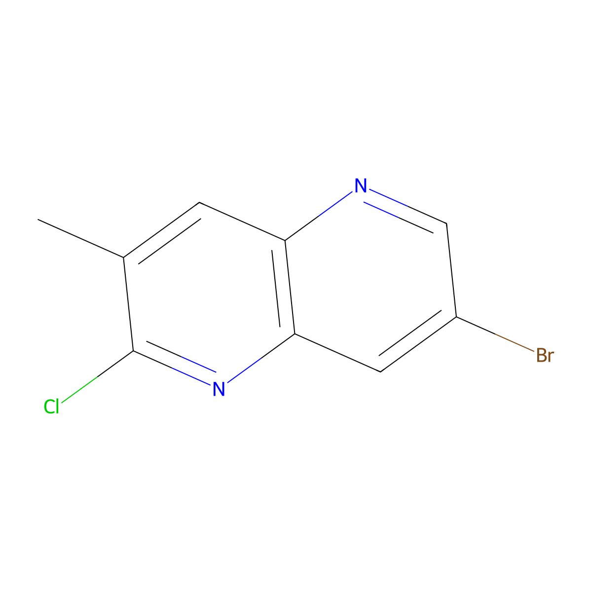 7-Bromo-2-chloro-3-methyl-1,5-naphthyridine molecular structure, CAS 2256059-92-2