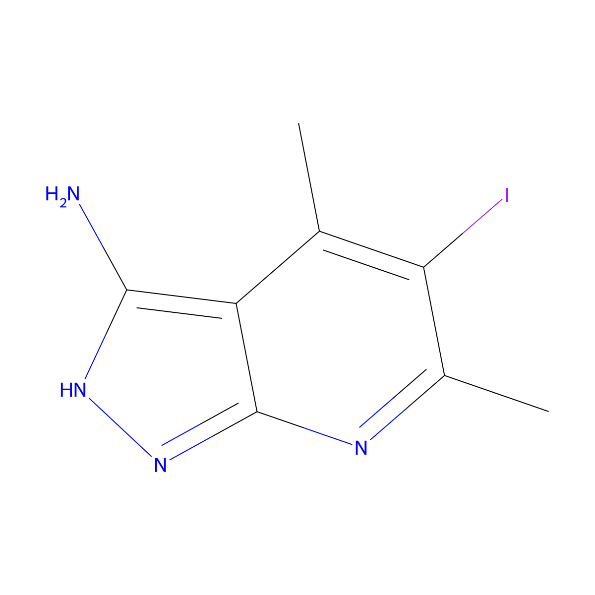 5-iodo-4,6-dimethyl-1H-pyrazolo[3,4-b]pyridin-3-amine molecular structure, CAS 2256059-93-3
