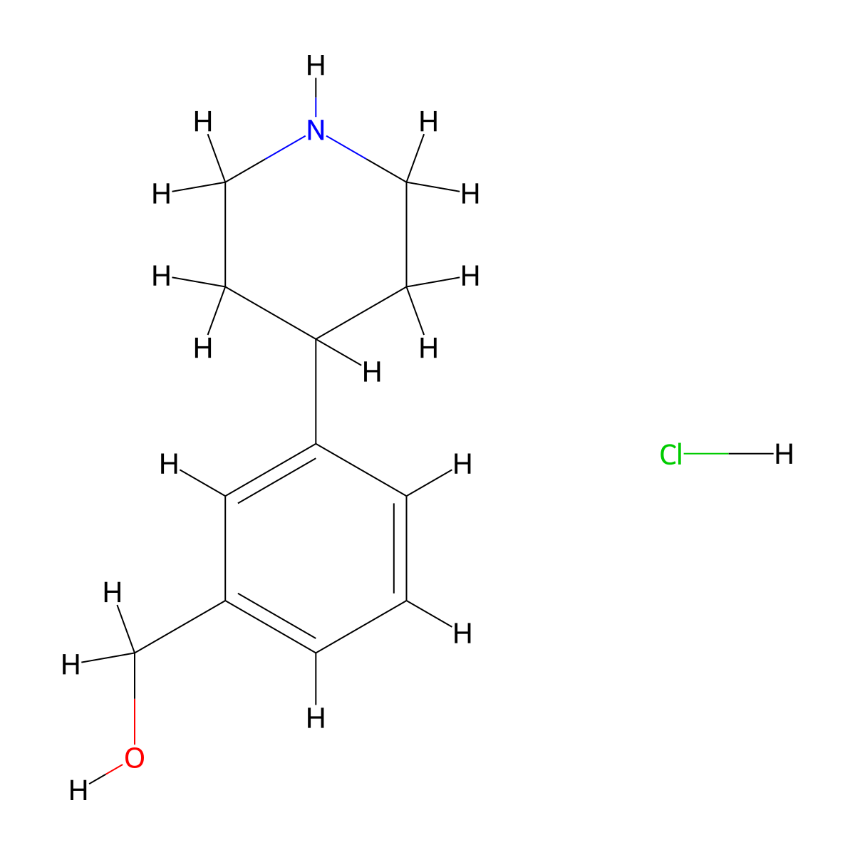 (3-(Piperidin-4-yl)phenyl)methanol hydrochloride molecular structure, CAS 2256060-02-1