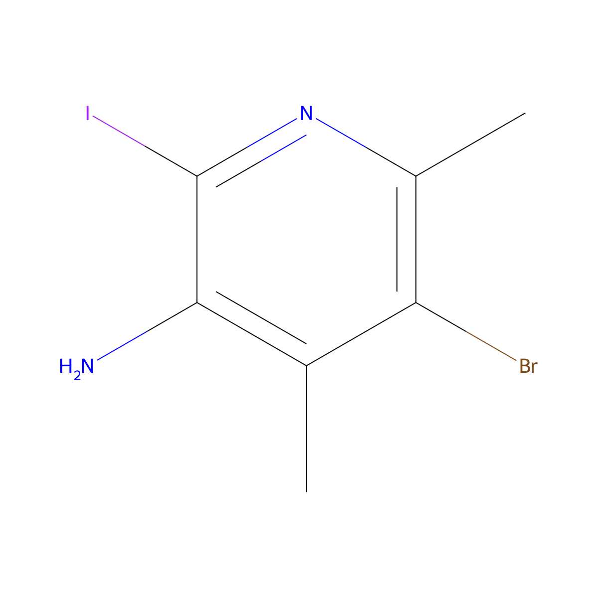 5-Bromo-2-iodo-4,6-dimethylpyridin-3-amine molecular structure, CAS 2256060-05-4