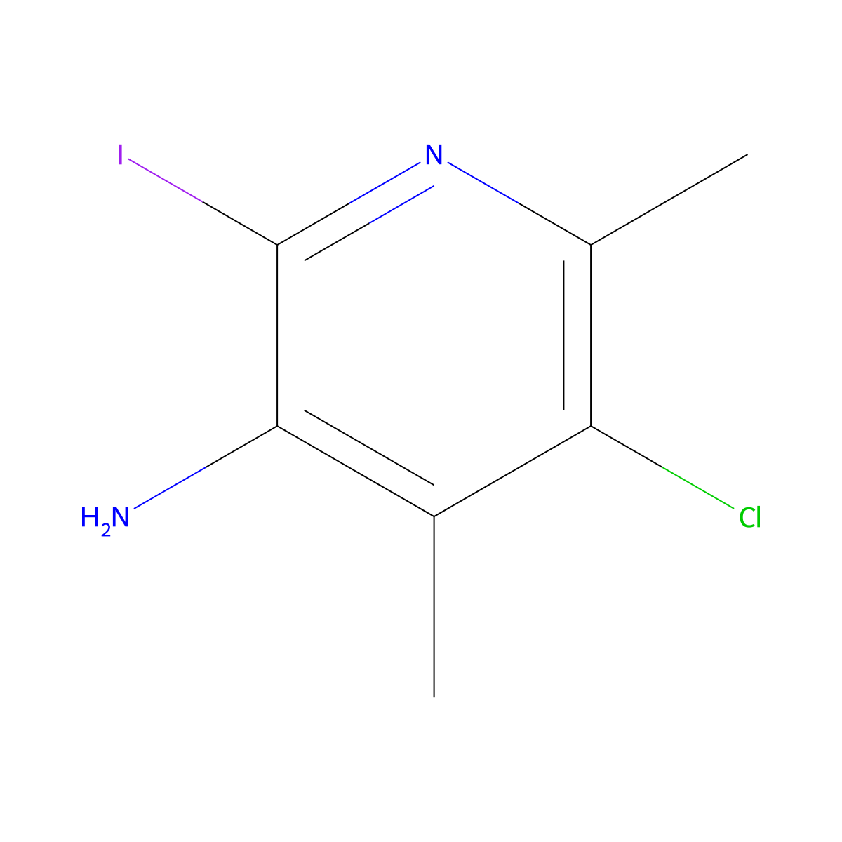 5-Chloro-2-iodo-4,6-dimethylpyridin-3-amine molecular structure, CAS 2256060-11-2