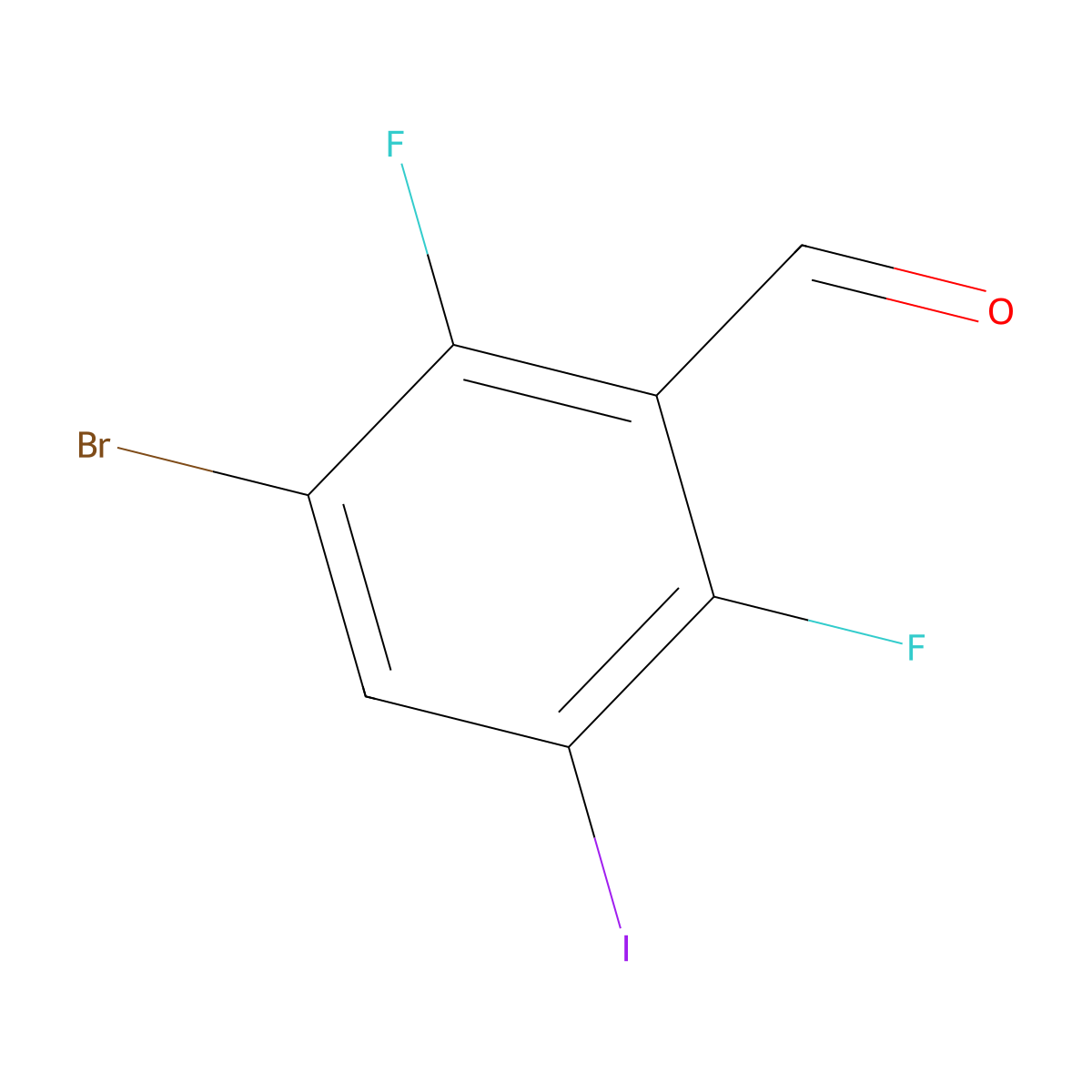 3-Bromo-2,6-difluoro-5-iodobenzaldehyde molecular structure, CAS 2256060-12-3