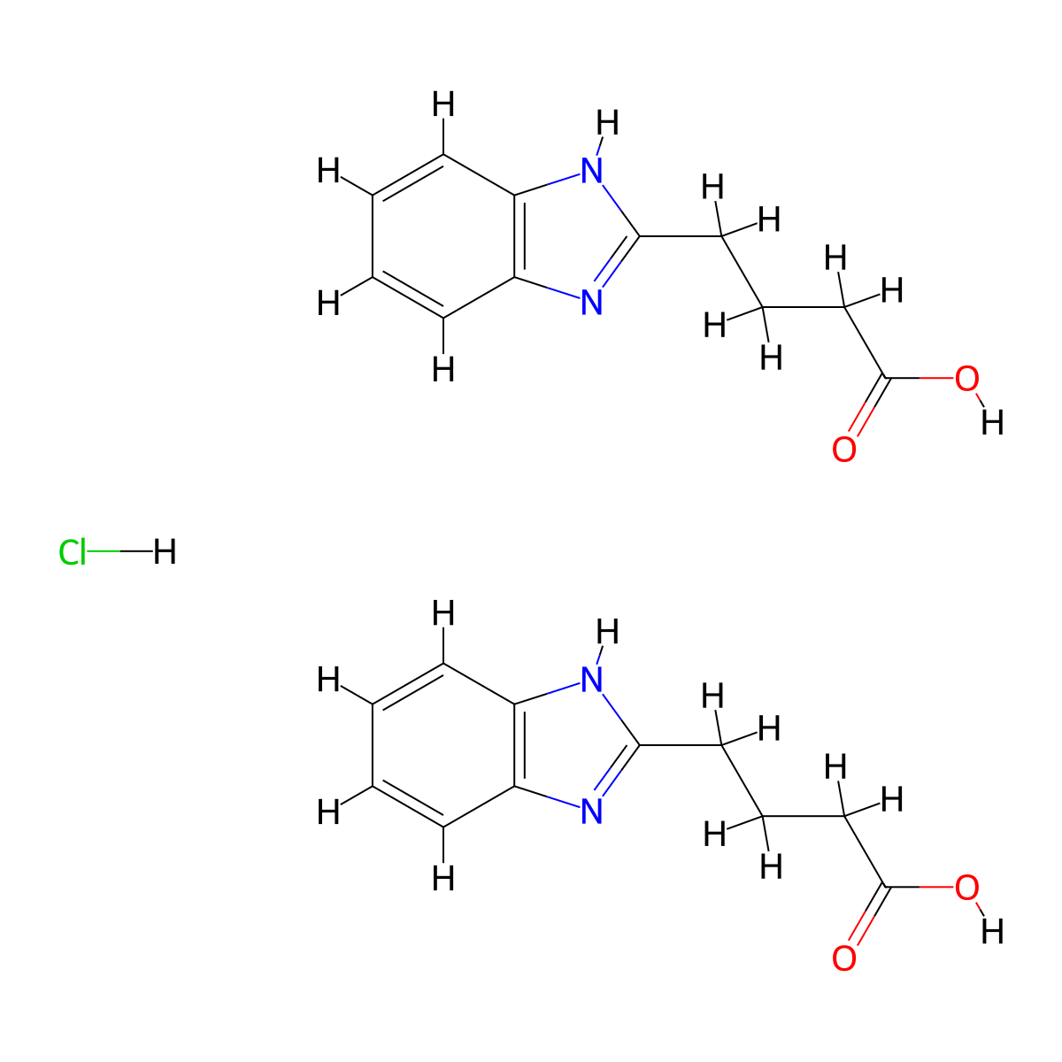 Bis(4-(1h-1,3-benzodiazol-2-yl)butanoic acid) hydrochloride molecular structure, CAS 2256060-13-4