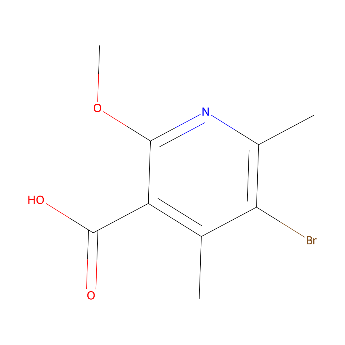 5-Bromo-2-methoxy-4,6-dimethylpyridine-3-carboxylic acid molecular structure, CAS 2256060-21-4