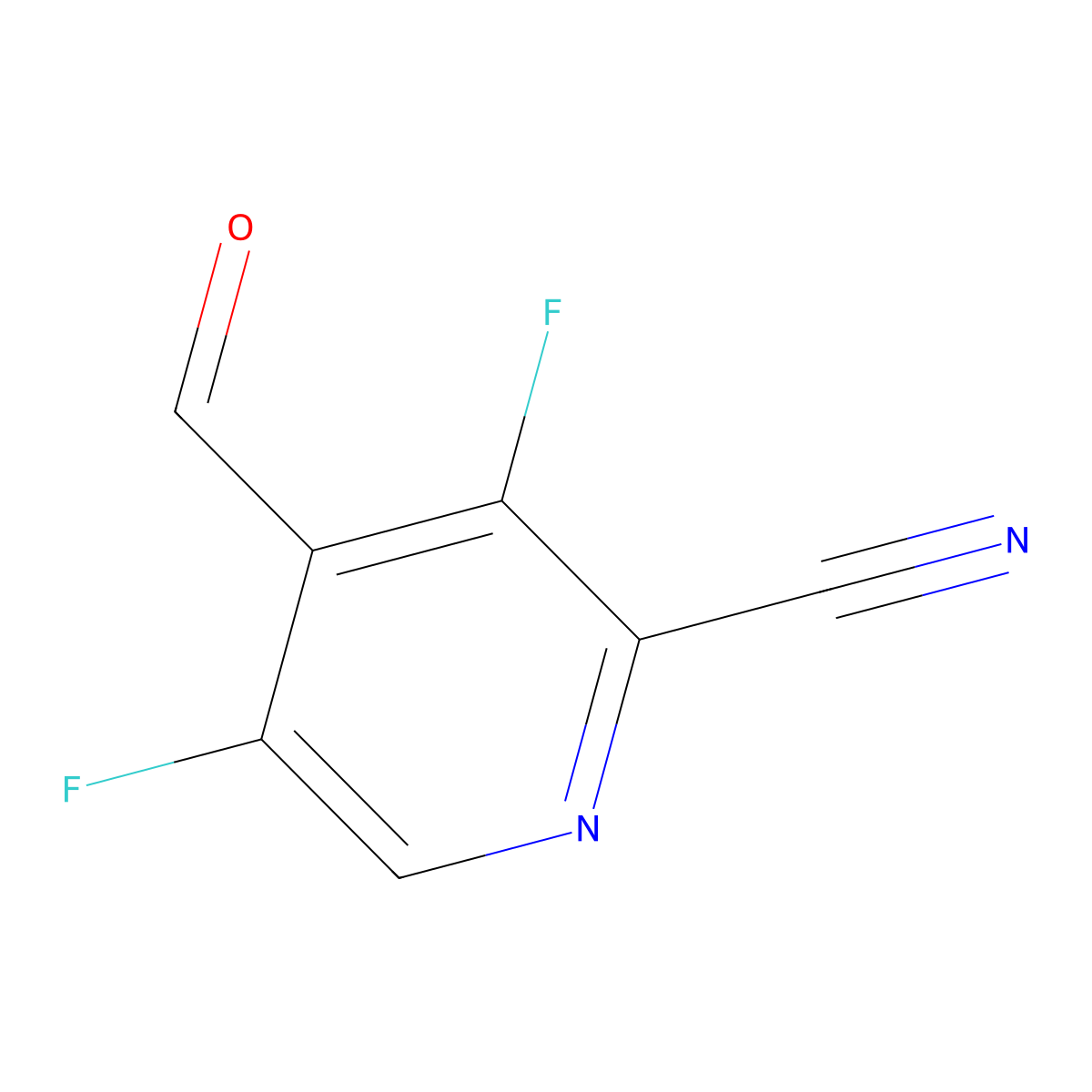 3,5-Difluoro-4-formylpyridine-2-carbonitrile molecular structure, CAS 2256060-22-5