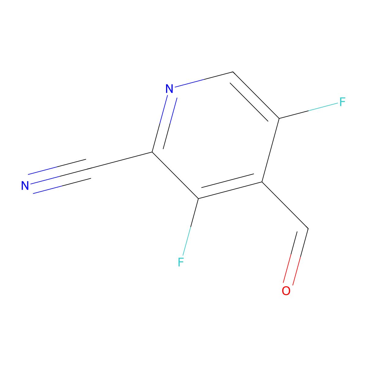 3,5-Difluoro-4-formylpyridine-2-carbonitrile molecular structure, CAS 2256060-22-5