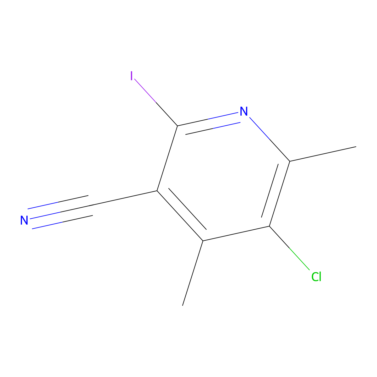 5-Chloro-2-iodo-4,6-dimethylpyridine-3-carbonitrile molecular structure, CAS 2256060-29-2