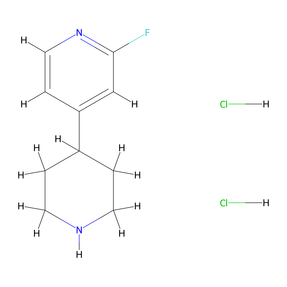 2-Fluoro-4-(piperidin-4-yl)pyridine dihydrochloride molecular structure, CAS 2256060-34-9