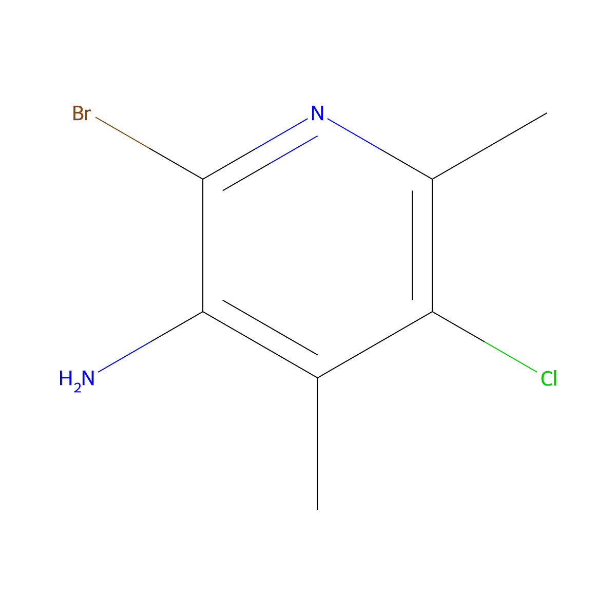 2-Bromo-5-chloro-4,6-dimethylpyridin-3-amine molecular structure, CAS 2256060-38-3