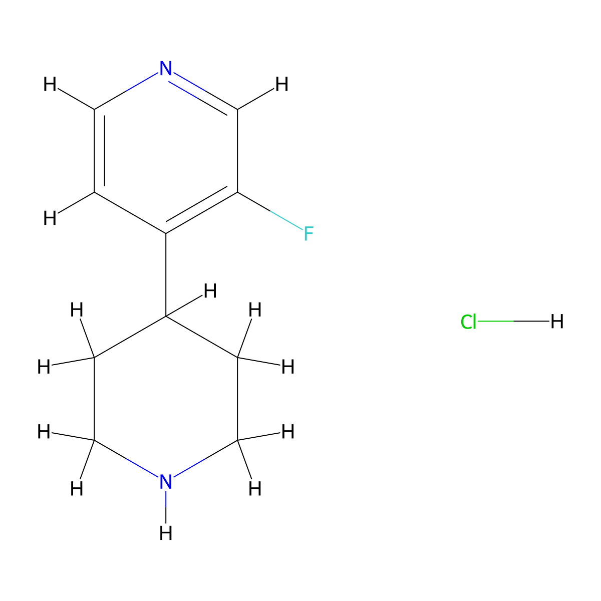 3-Fluoro-4-(piperidin-4-yl)pyridine hydrochloride molecular structure, CAS 2256060-49-6