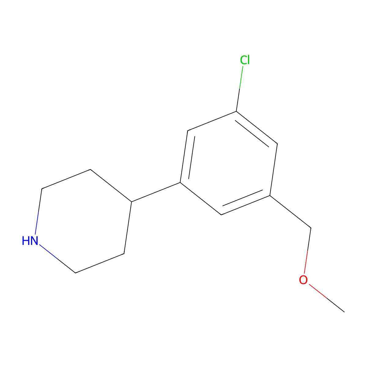 4-(3-Chloro-5-(methoxymethyl)phenyl)piperidine molecular structure, CAS 2256060-51-0