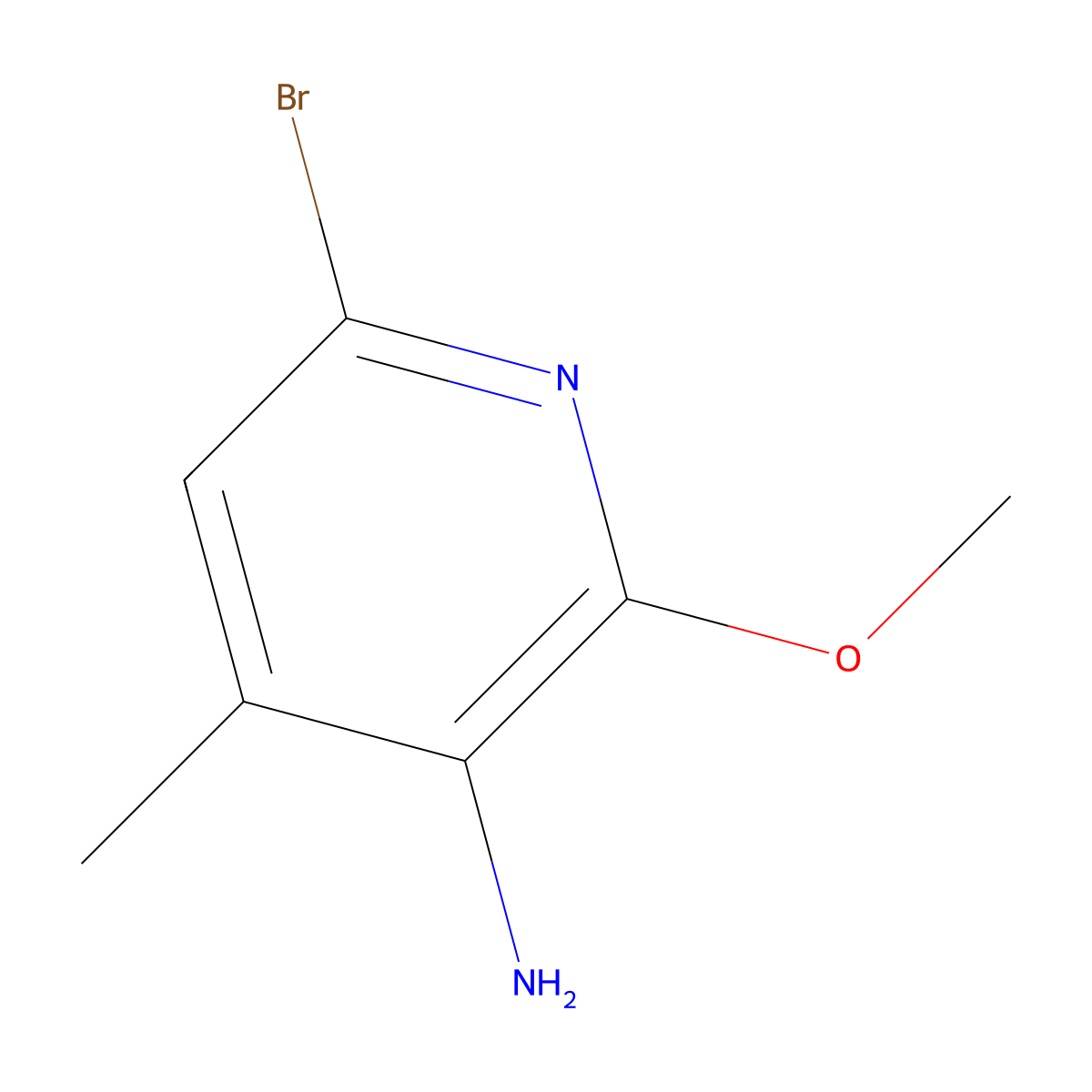 6-Bromo-2-methoxy-4-methylpyridin-3-amine molecular structure, CAS 2256060-57-6
