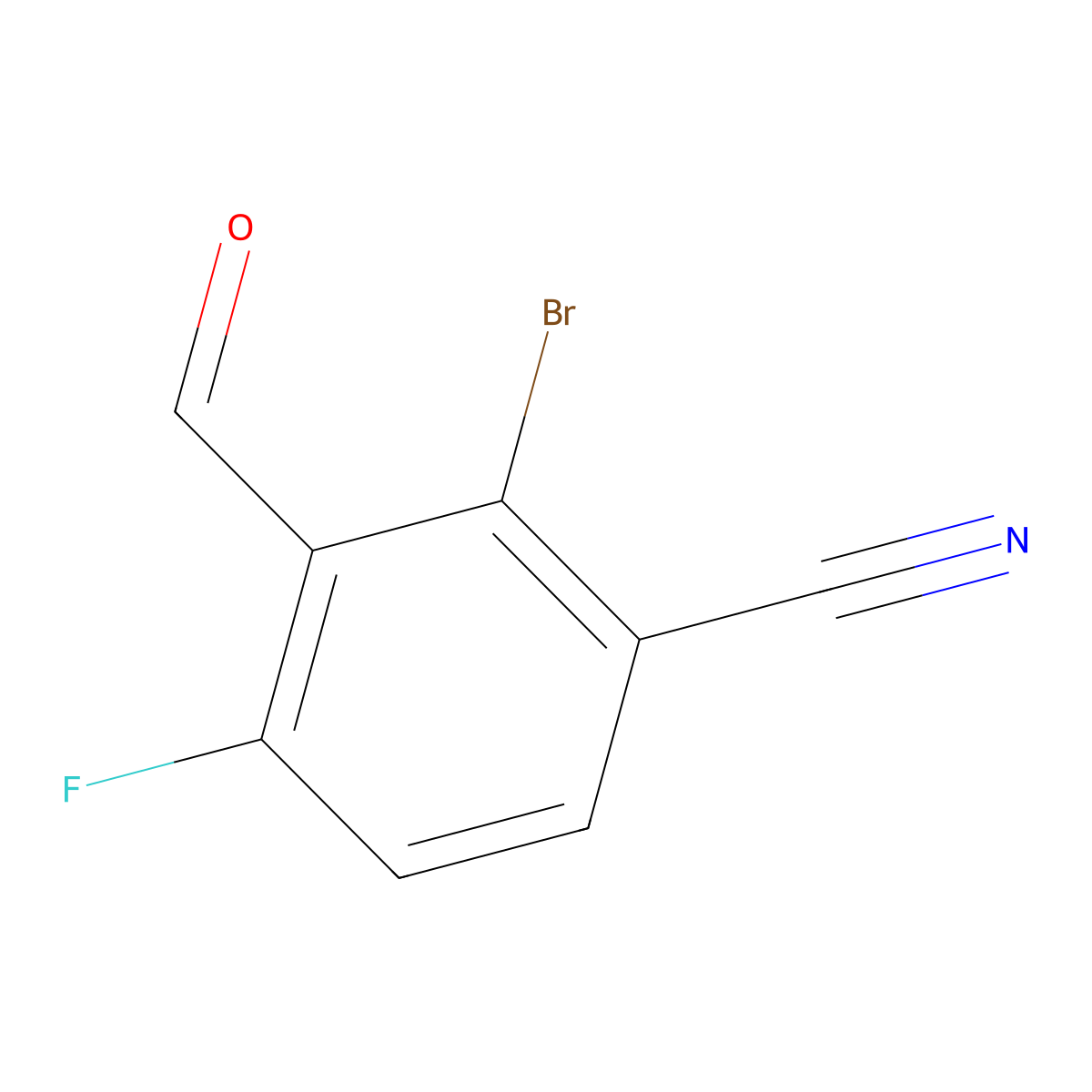 2-Bromo-4-fluoro-3-formylbenzonitrile molecular structure, CAS 2256060-62-3