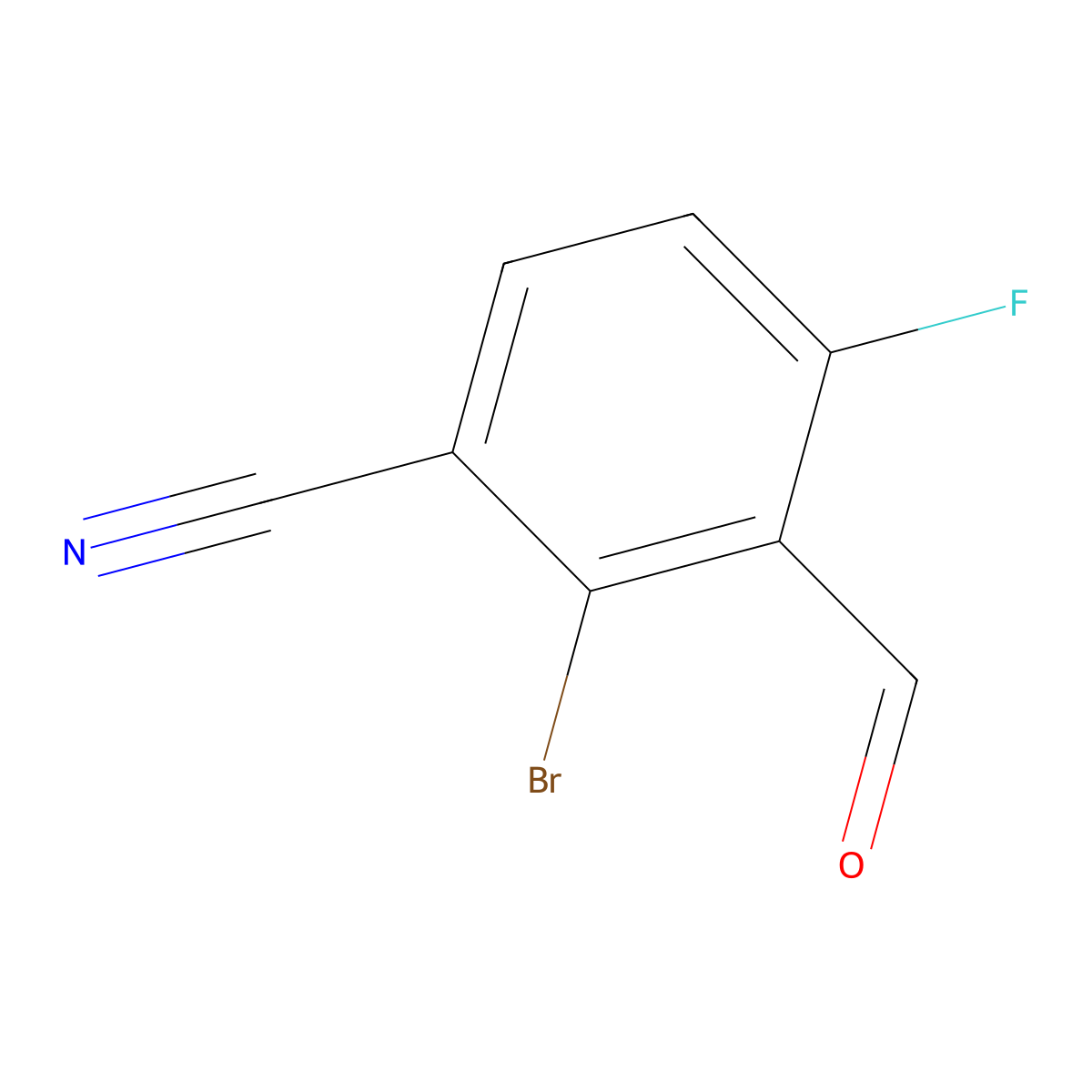 2-Bromo-4-fluoro-3-formylbenzonitrile molecular structure, CAS 2256060-62-3