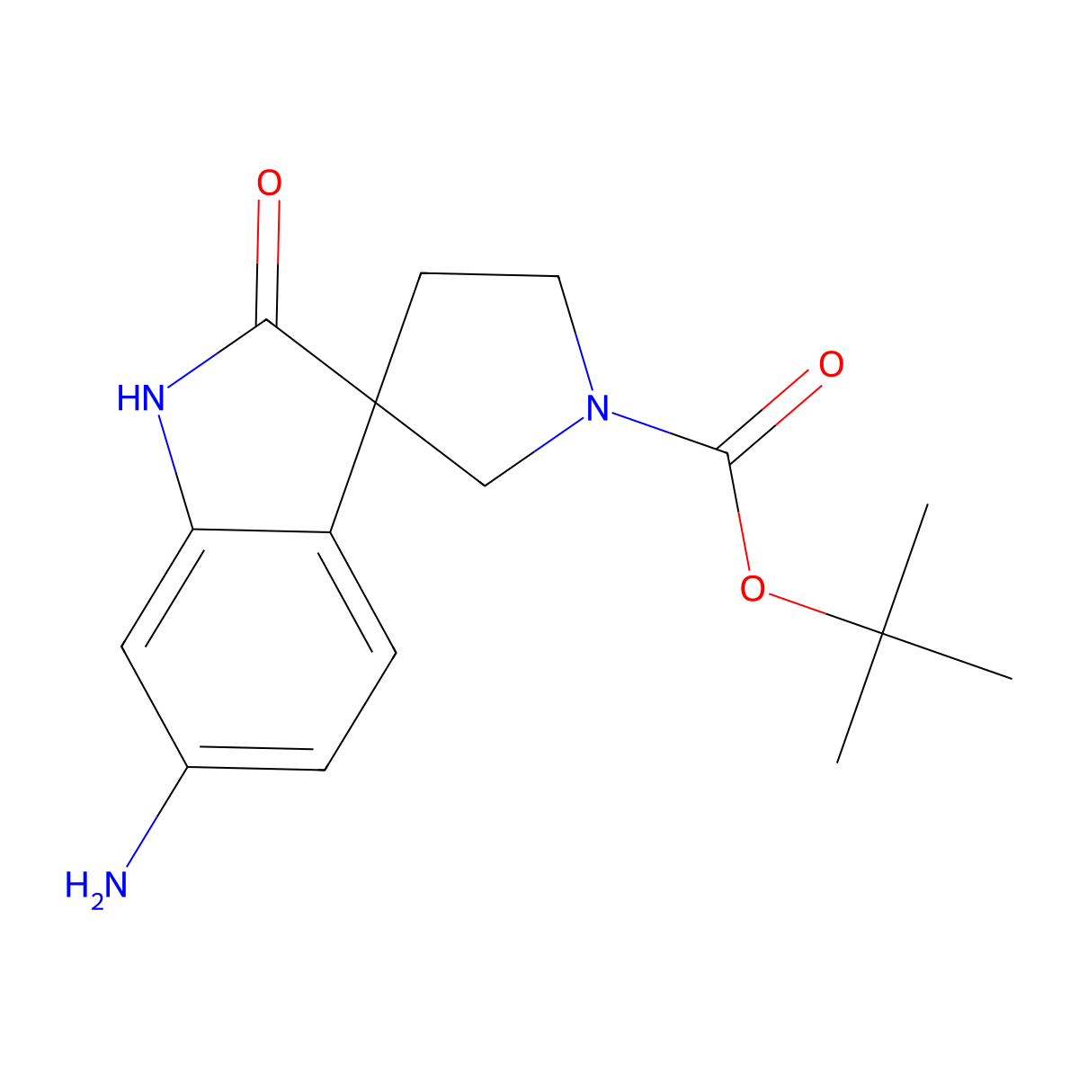 tert-Butyl 6-amino-2-oxospiro[indoline-3,3'-pyrrolidine]-1'-carboxylate molecular structure, CAS 2256070-82-1