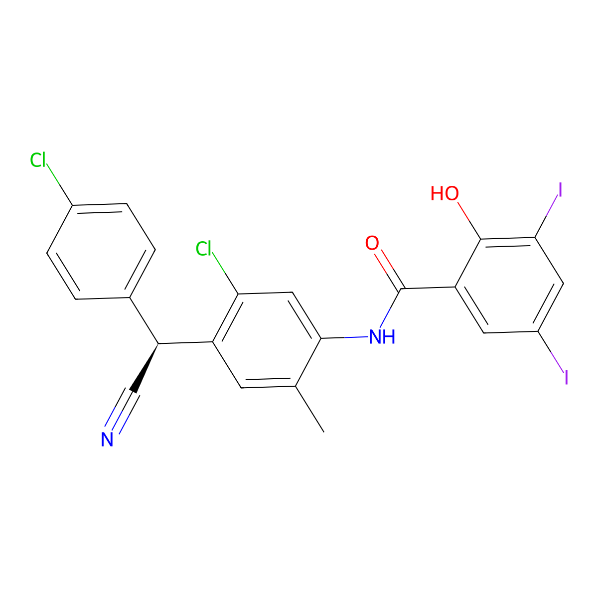 (S)-closantel molecular structure, CAS 2256089-90-2