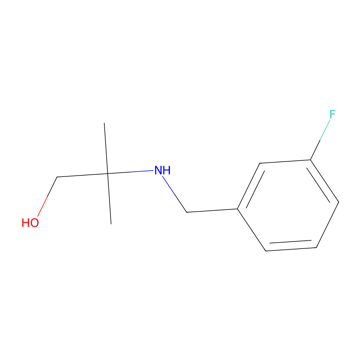 2-((3-Fluorobenzyl)amino)-2-methylpropan-1-ol molecular structure, CAS 22563-92-4