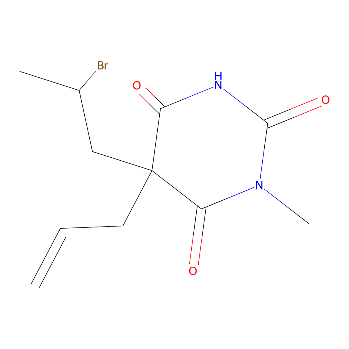 Barbituric acid, 5-allyl-5-(2-bromopropyl)-1-methyl- molecular structure, CAS 22564-09-6