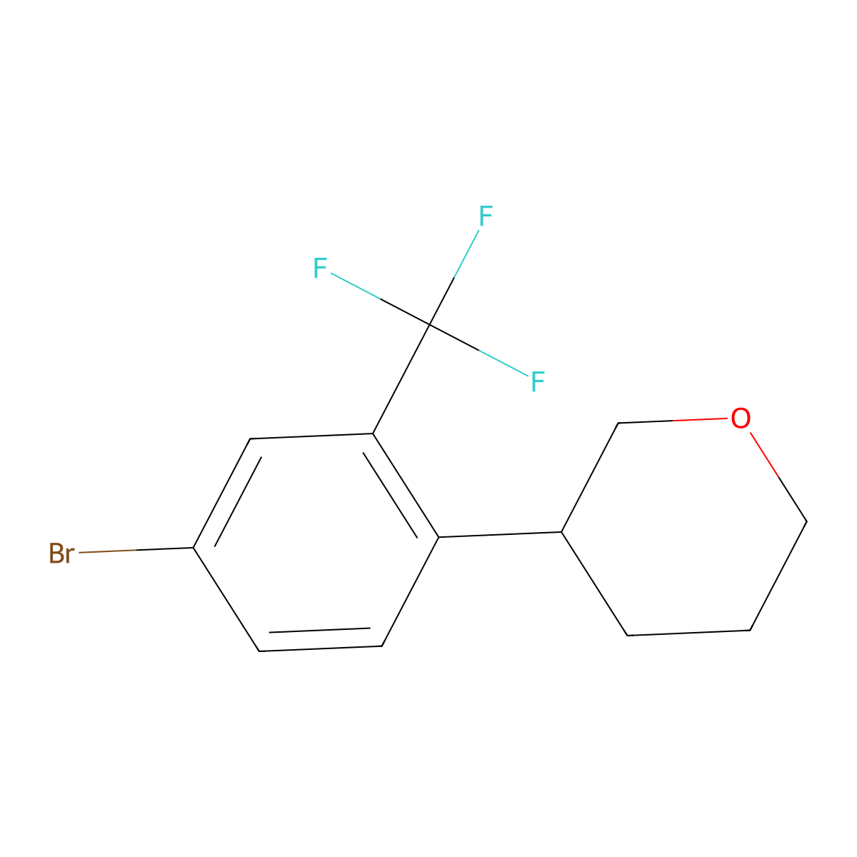 3-(4-Bromo-2-(trifluoromethyl)phenyl)tetrahydro-2H-pyran molecular structure, CAS 2256708-71-9