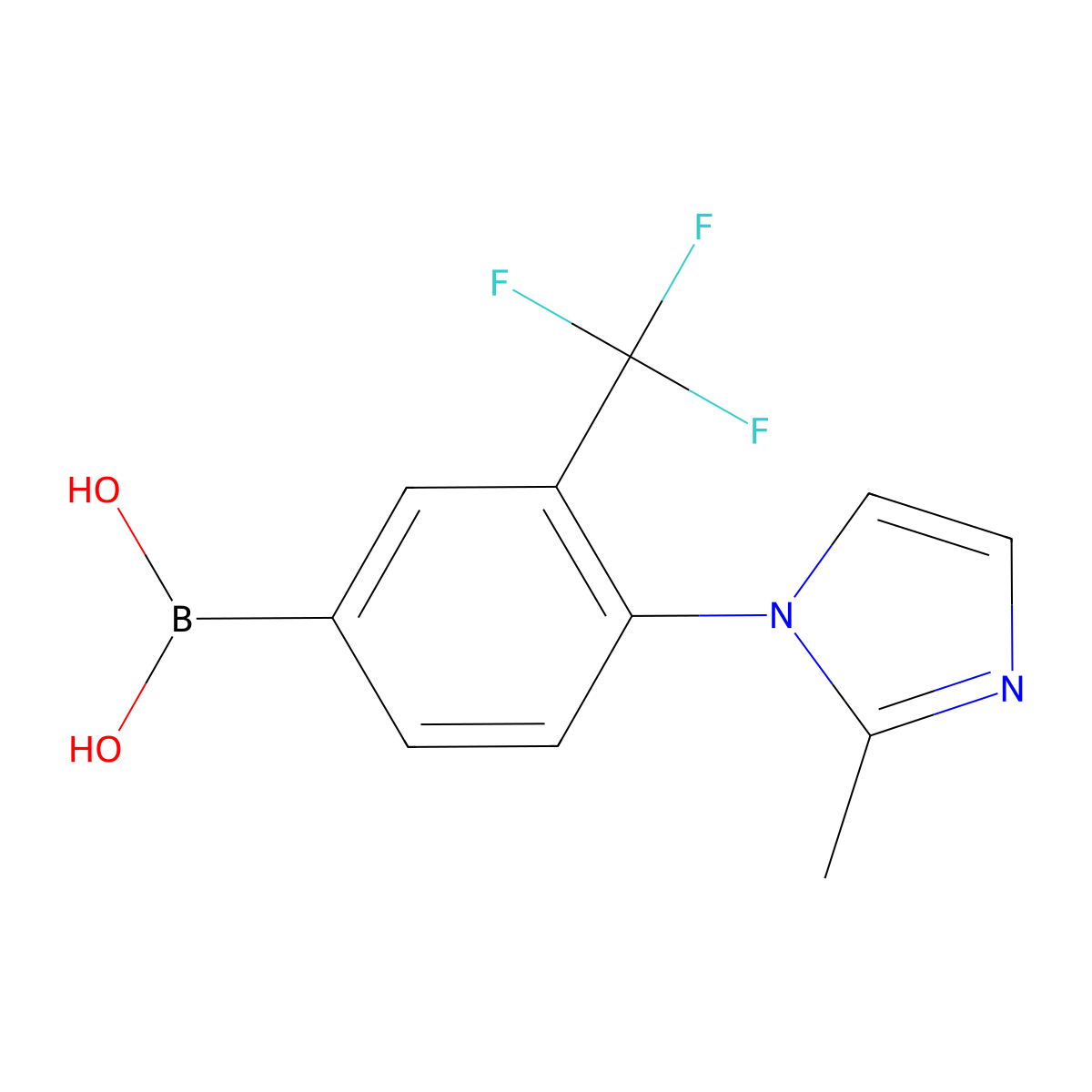 (4-(2-Methyl-1H-imidazol-1-yl)-3-(trifluoromethyl)phenyl)boronic acid molecular structure, CAS 2256708-75-3