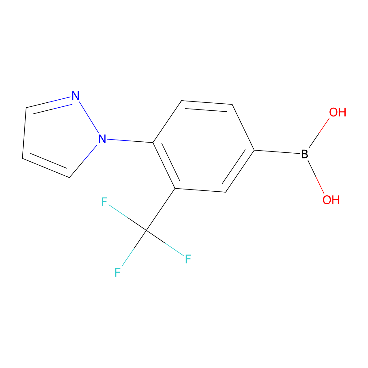 (4-(1H-Pyrazol-1-yl)-3-(trifluoromethyl)phenyl)boronic acid molecular structure, CAS 2256708-77-5