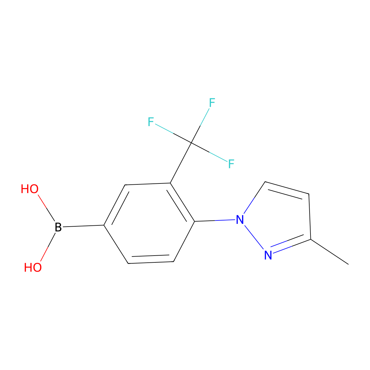 (4-(3-Methyl-1H-pyrazol-1-yl)-3-(trifluoromethyl)phenyl)boronic acid molecular structure, CAS 2256708-78-6