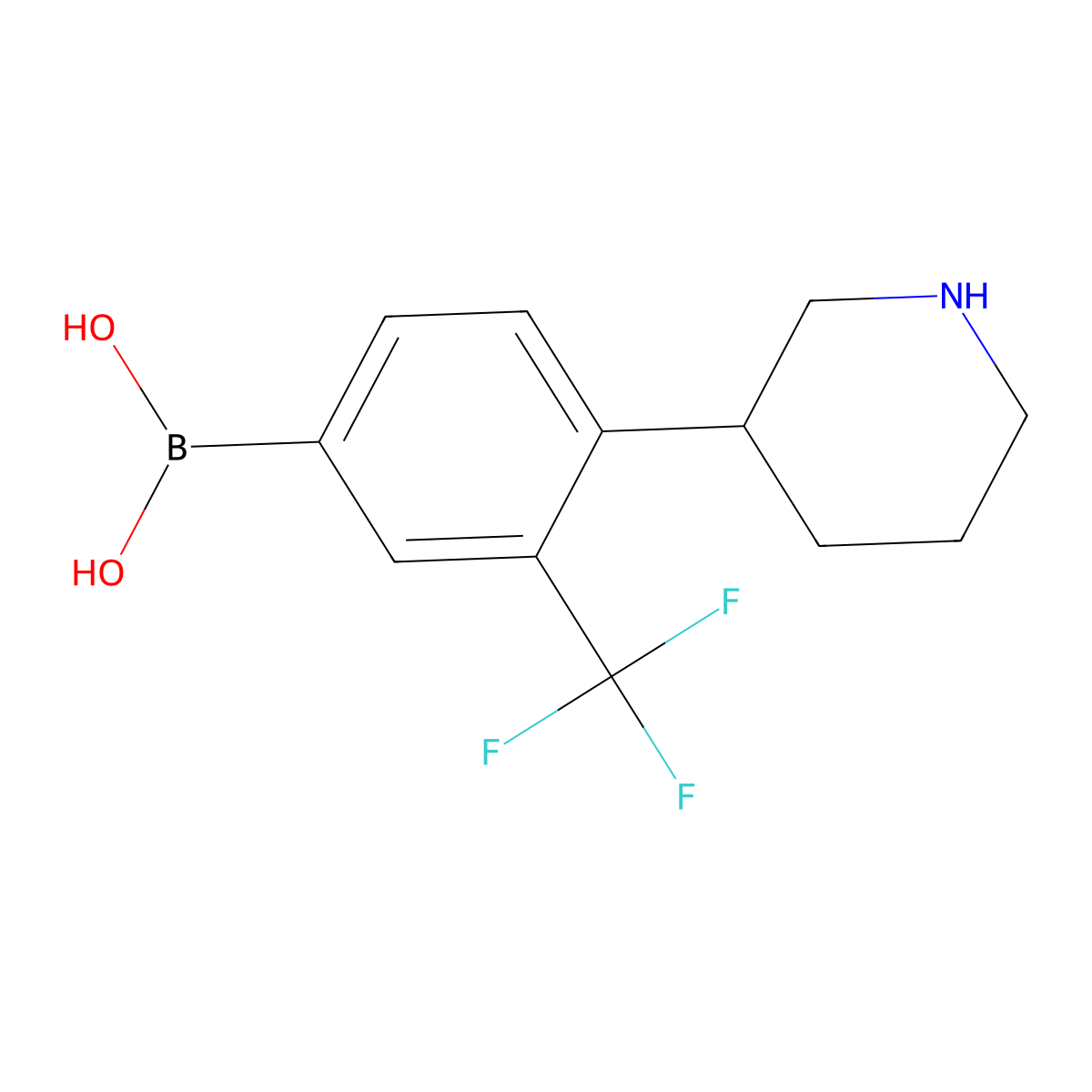 (4-(Piperidin-3-yl)-3-(trifluoromethyl)phenyl)boronic acid molecular structure, CAS 2256708-80-0