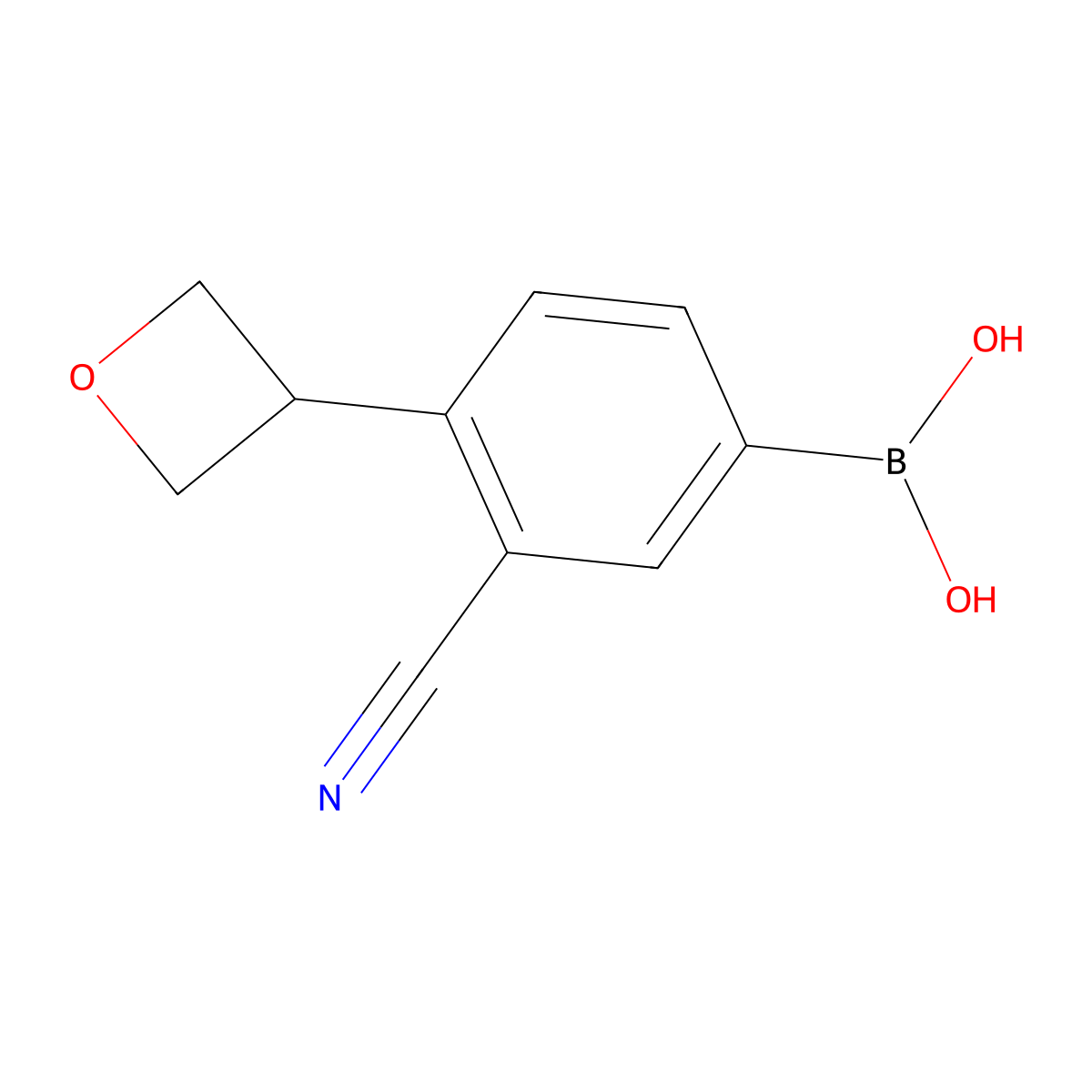 (3-Cyano-4-(oxetan-3-yl)phenyl)boronic acid molecular structure, CAS 2256708-83-3