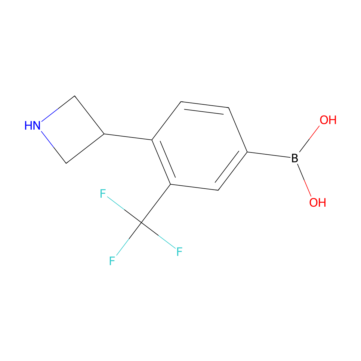 (4-(Azetidin-3-yl)-3-(trifluoromethyl)phenyl)boronic acid molecular structure, CAS 2256708-85-5