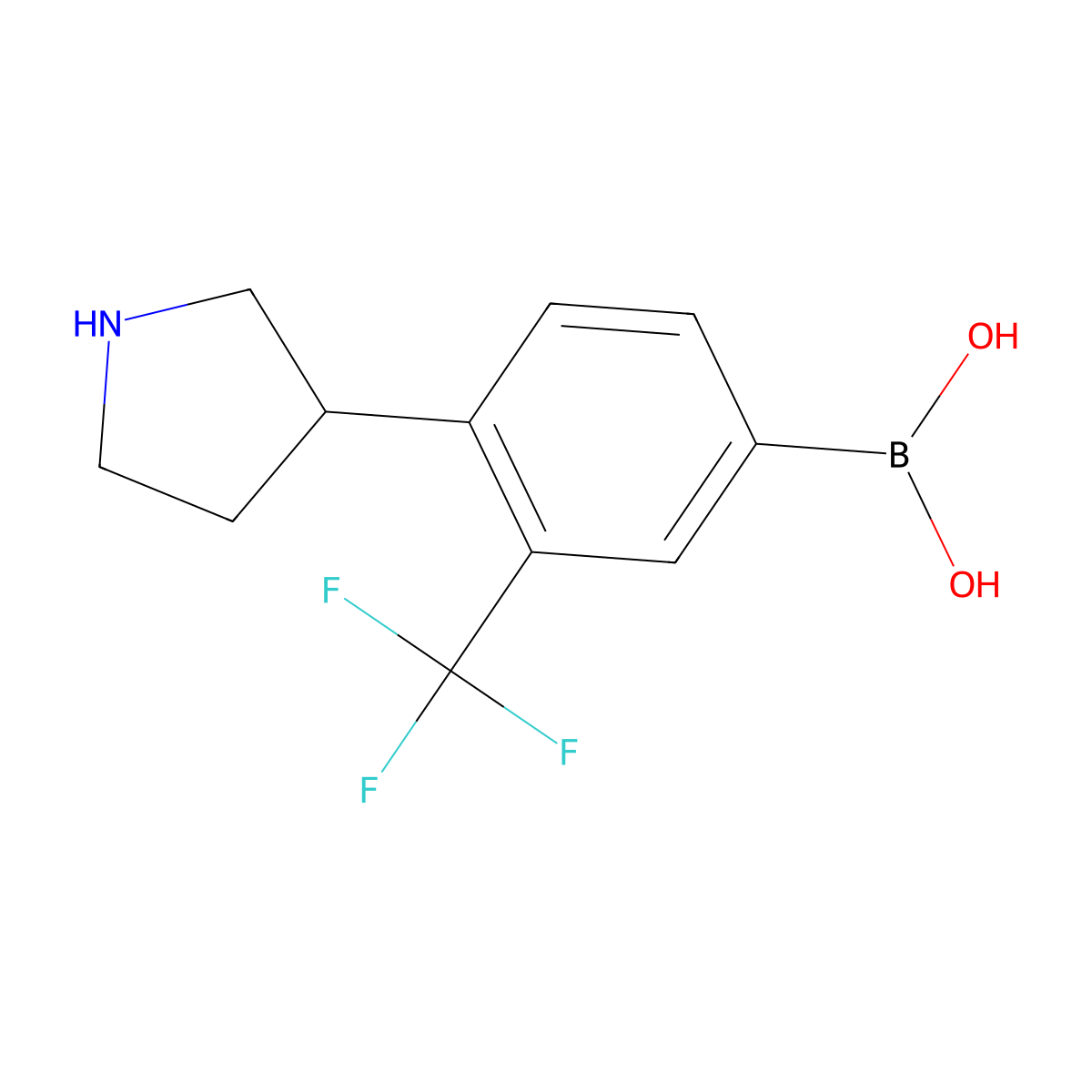 (4-(Pyrrolidin-3-yl)-3-(trifluoromethyl)phenyl)boronic acid molecular structure, CAS 2256708-86-6