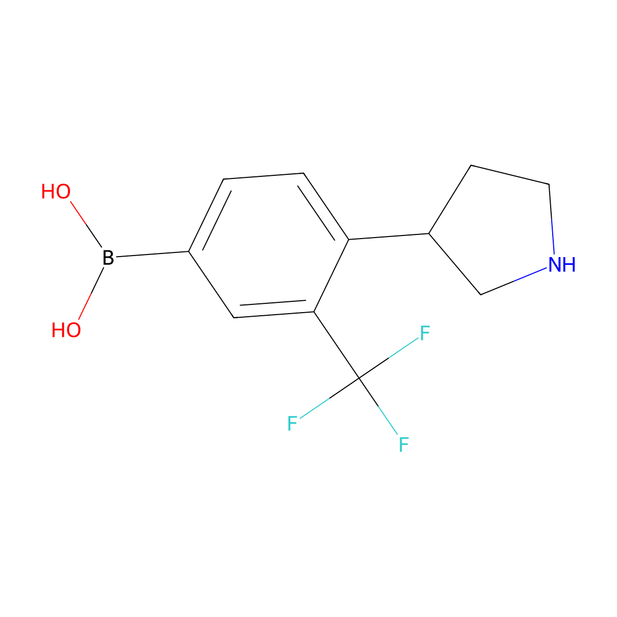 (4-(Pyrrolidin-3-yl)-3-(trifluoromethyl)phenyl)boronic acid molecular structure, CAS 2256708-86-6