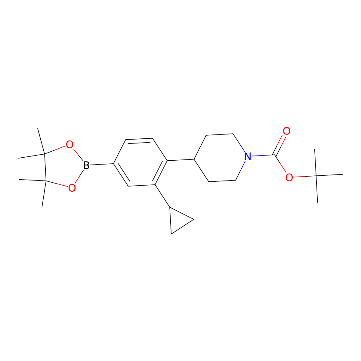 Tert-butyl 4-(2-cyclopropyl-4-(4,4,5,5-tetramethyl-1,3,2-dioxaborolan-2-yl)phenyl)piperidine-1-carboxylate molecular structure, CAS 2256708-89-9