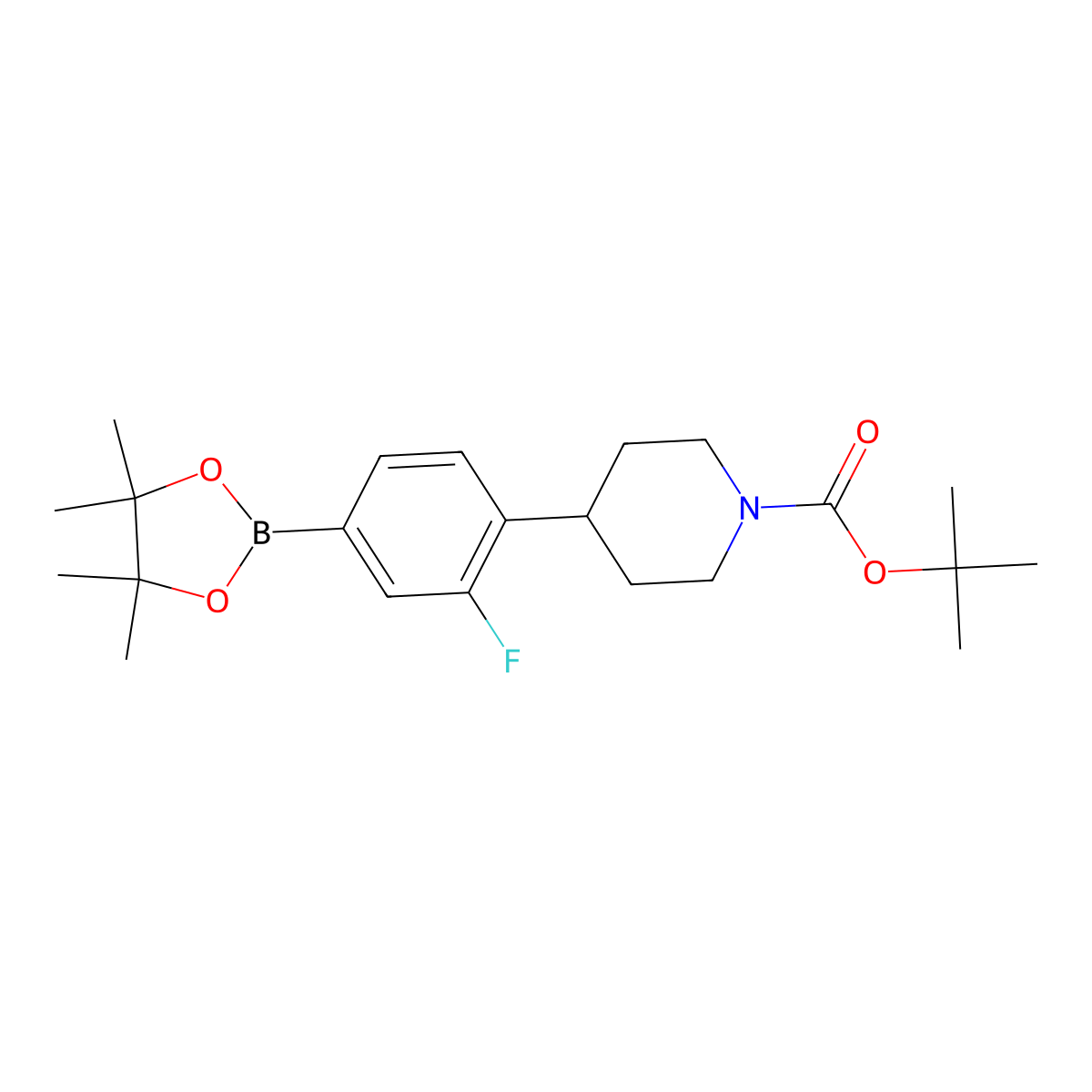 Tert-butyl 4-(2-fluoro-4-(4,4,5,5-tetramethyl-1,3,2-dioxaborolan-2-yl)phenyl)piperidine-1-carboxylate molecular structure, CAS 2256708-90-2