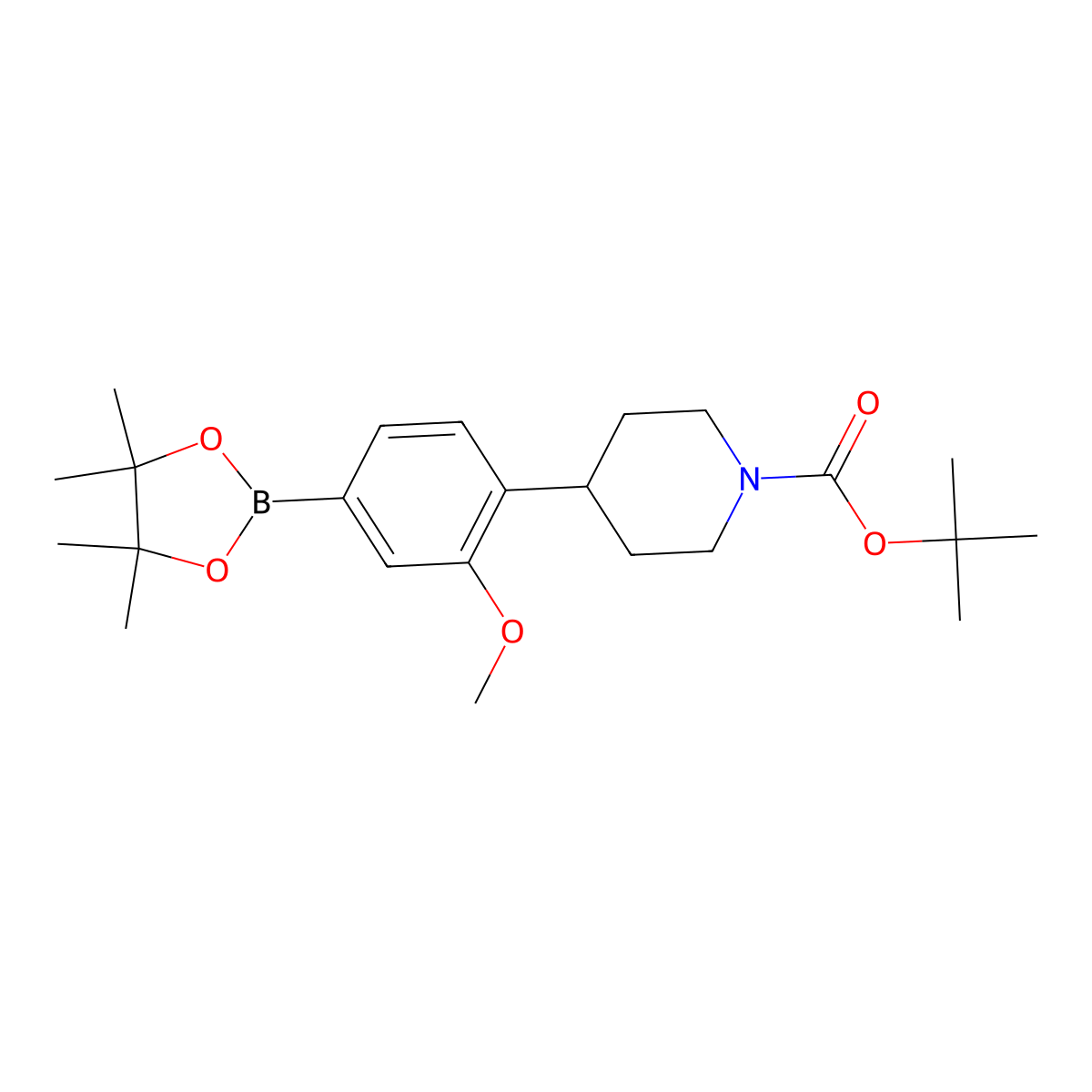 Tert-butyl 4-(2-methoxy-4-(4,4,5,5-tetramethyl-1,3,2-dioxaborolan-2-yl)phenyl)piperidine-1-carboxylate molecular structure, CAS 2256708-91-3