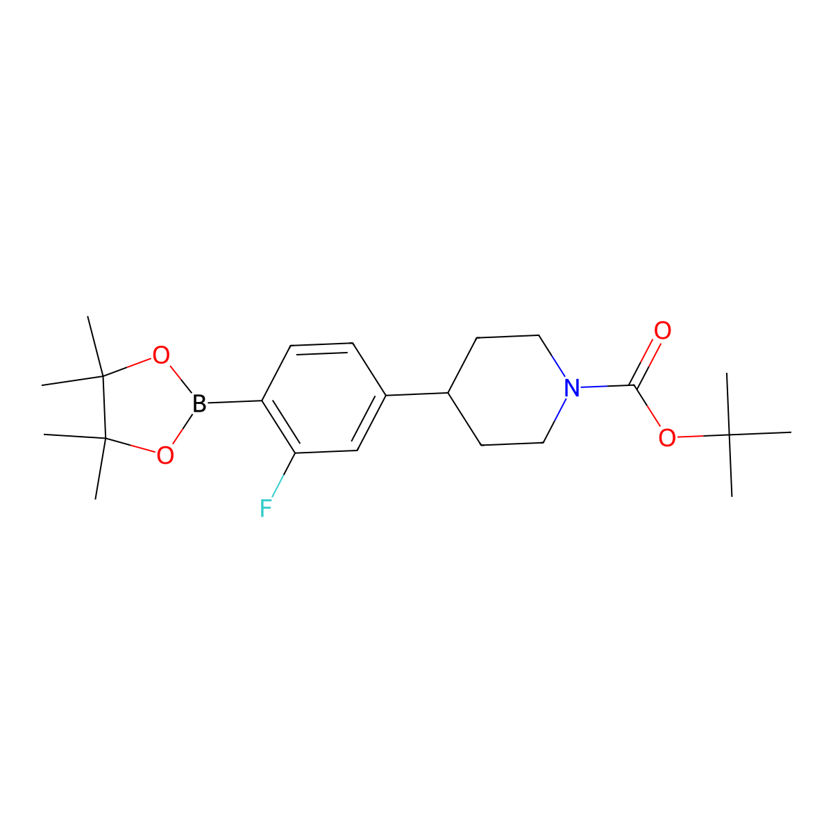 Tert-butyl 4-(3-fluoro-4-(4,4,5,5-tetramethyl-1,3,2-dioxaborolan-2-yl)phenyl)piperidine-1-carboxylate molecular structure, CAS 2256708-93-5