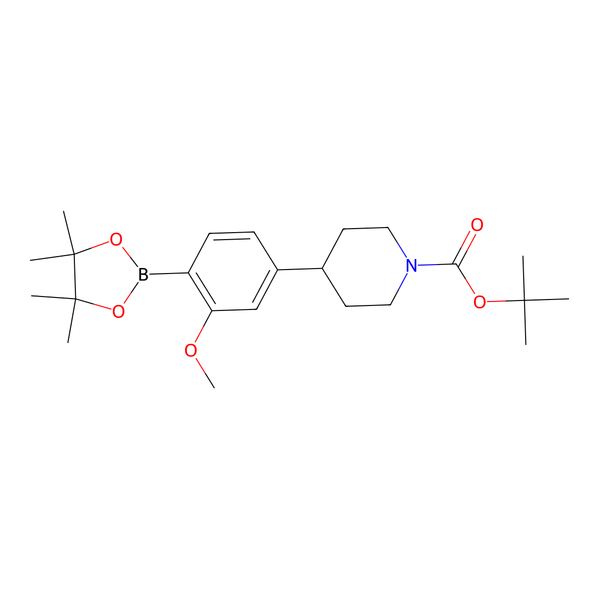 Tert-butyl 4-(3-methoxy-4-(4,4,5,5-tetramethyl-1,3,2-dioxaborolan-2-yl)phenyl)piperidine-1-carboxylate molecular structure, CAS 2256708-95-7