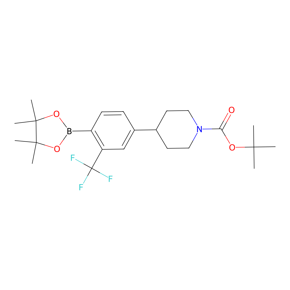 Tert-butyl 4-(4-(4,4,5,5-tetramethyl-1,3,2-dioxaborolan-2-yl)-3-(trifluoromethyl)phenyl)piperidine-1-carboxylate molecular structure, CAS 2256708-96-8