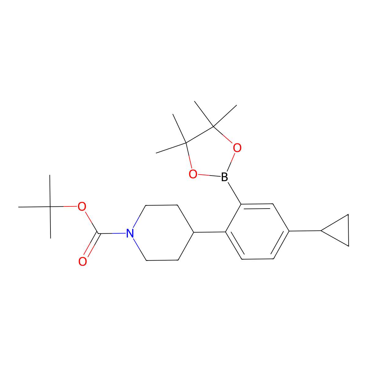 Tert-butyl 4-(4-cyclopropyl-2-(4,4,5,5-tetramethyl-1,3,2-dioxaborolan-2-yl)phenyl)piperidine-1-carboxylate molecular structure, CAS 2256708-97-9