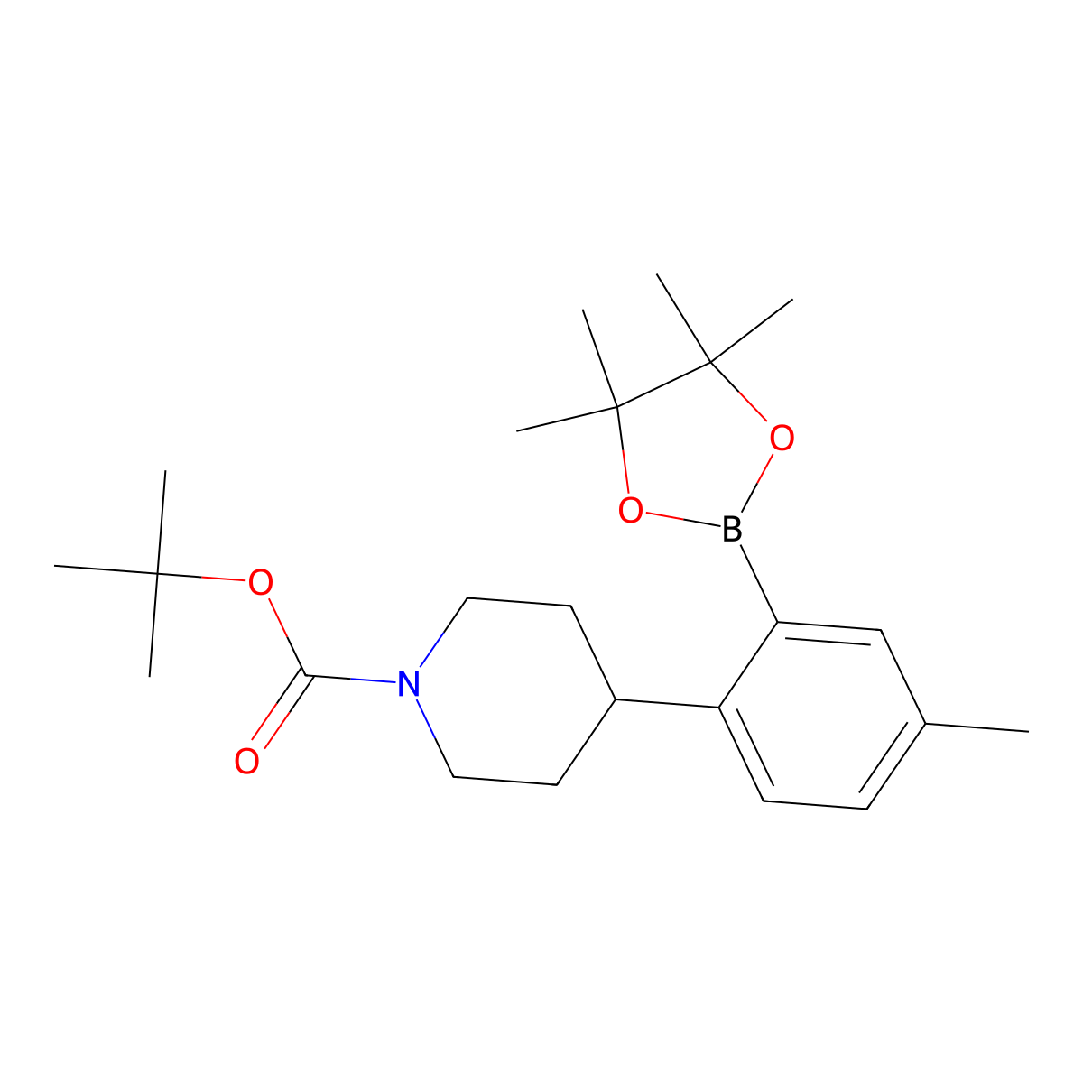 Tert-butyl 4-(4-methyl-2-(4,4,5,5-tetramethyl-1,3,2-dioxaborolan-2-yl)phenyl)piperidine-1-carboxylate molecular structure, CAS 2256708-99-1