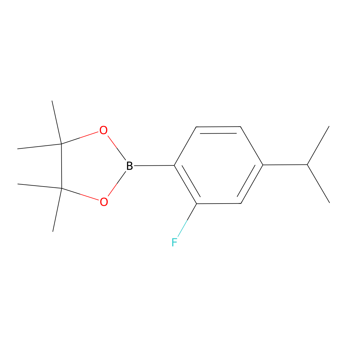 2-(2-Fluoro-4-isopropylphenyl)-4,4,5,5-tetramethyl-1,3,2-dioxaborolane molecular structure, CAS 2256709-04-1