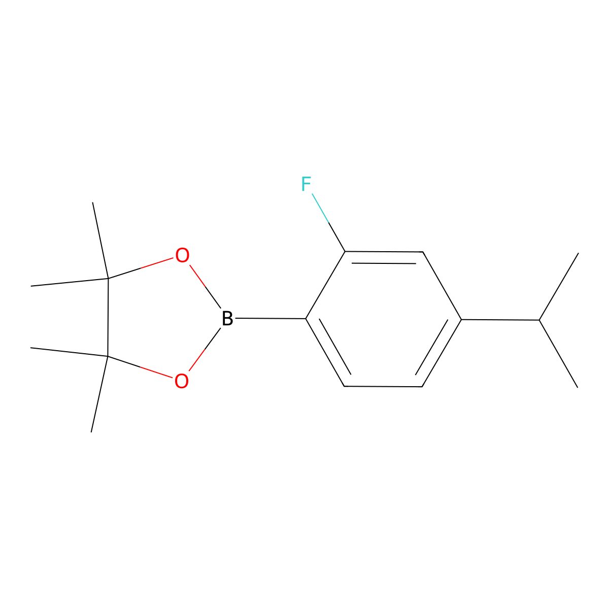 2-(2-Fluoro-4-isopropylphenyl)-4,4,5,5-tetramethyl-1,3,2-dioxaborolane molecular structure, CAS 2256709-04-1