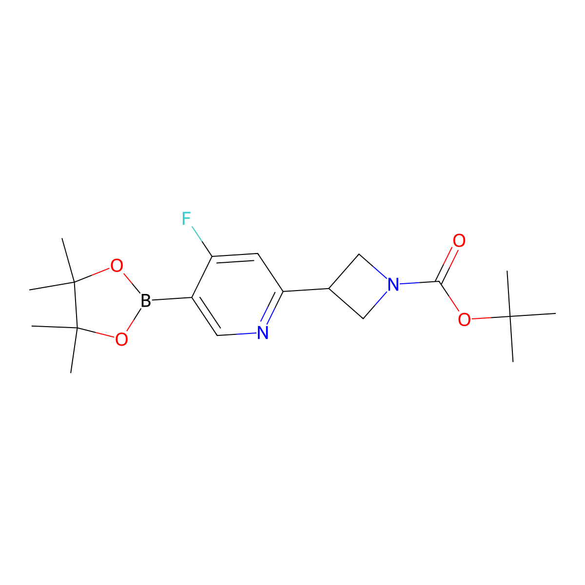 Tert-butyl 3-(4-fluoro-5-(4,4,5,5-tetramethyl-1,3,2-dioxaborolan-2-yl)pyridin-2-yl)azetidine-1-carboxylate molecular structure, CAS 2256709-06-3