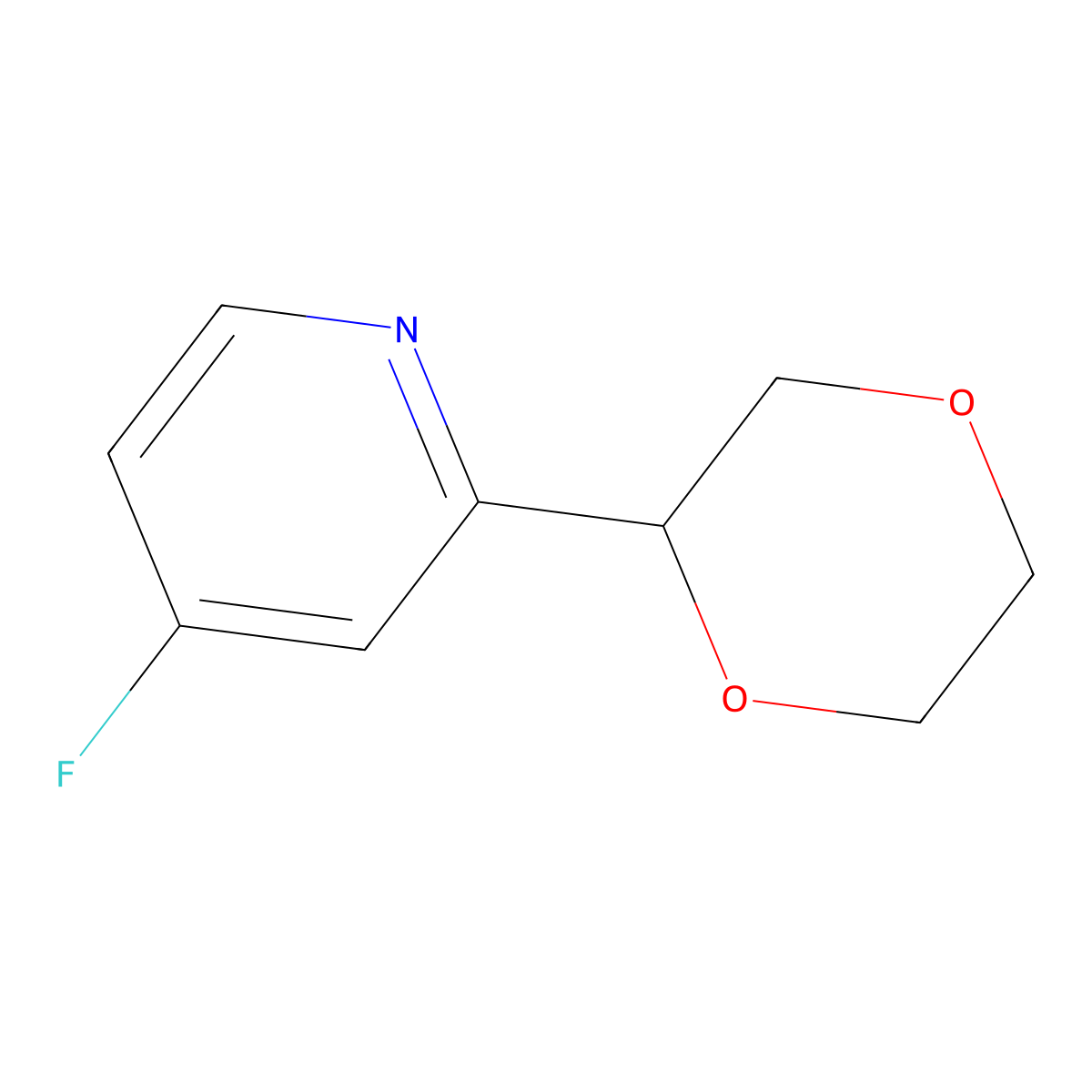 2-(1,4-Dioxan-2-yl)-4-fluoropyridine molecular structure, CAS 2256709-25-6