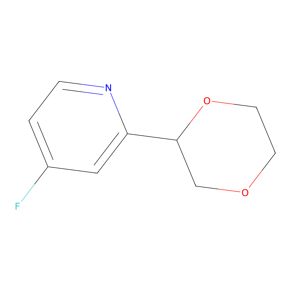 2-(1,4-Dioxan-2-yl)-4-fluoropyridine molecular structure, CAS 2256709-25-6