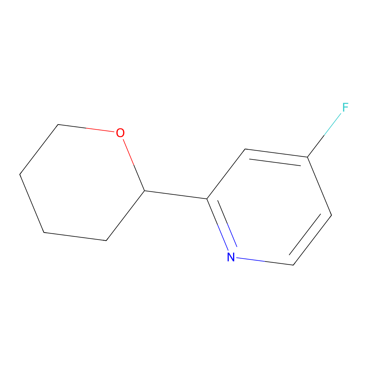 4-fluoro-2-(tetrahydro-2H-pyran-2-yl)pyridine molecular structure, CAS 2256709-26-7
