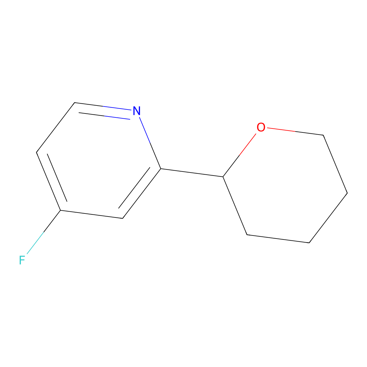 4-fluoro-2-(tetrahydro-2H-pyran-2-yl)pyridine molecular structure, CAS 2256709-26-7