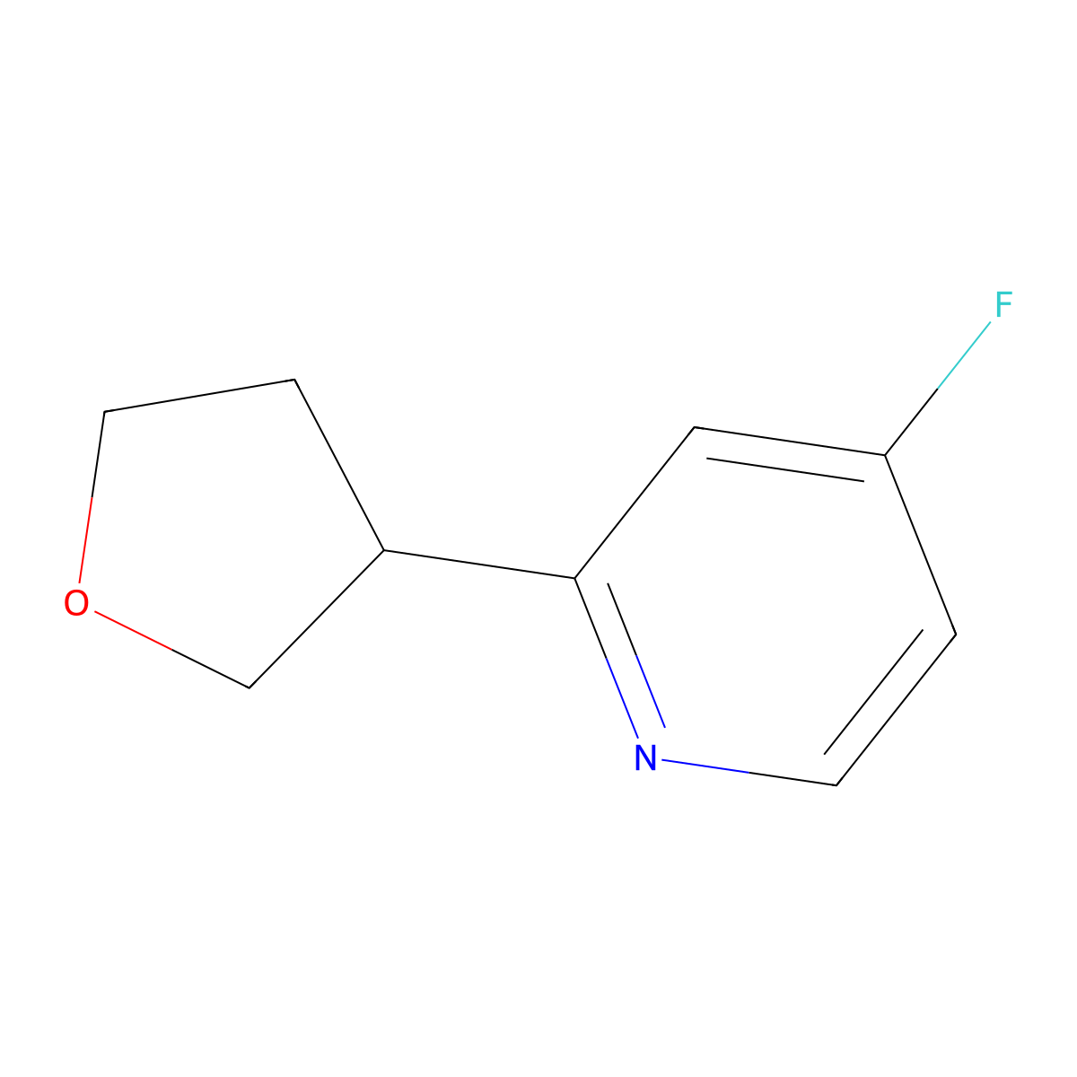4-Fluoro-2-(tetrahydrofuran-3-yl)pyridine molecular structure, CAS 2256709-28-9